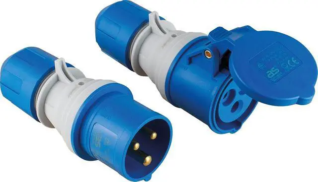 Alt view image 3 of 7 - Camping Extension Cable 1.5 m - 230 V / 16 A / 3-Pin - CEE Plug with Voltage Indicator - CEE Coupling with Hinged Lid - Motorhome Extension - Made in Germany - IP44, 61402