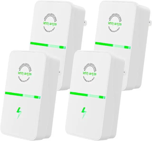 Main image of 4 PCS Electricity Saving Box, Power Plug Pro Energy Saver, Device Smart Voltage Support Stabilizer, Power Factor Saver, Stop Watt Device Plug-in Outlet Protection for Home & Office