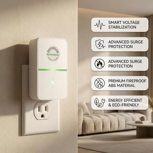Alt view image 6 of 7 - 4 PCS Electricity Saving Box, Power Plug Pro Energy Saver, Device Smart Voltage Support Stabilizer, Power Factor Saver, Stop Watt Device Plug-in Outlet Protection for Home & Office
