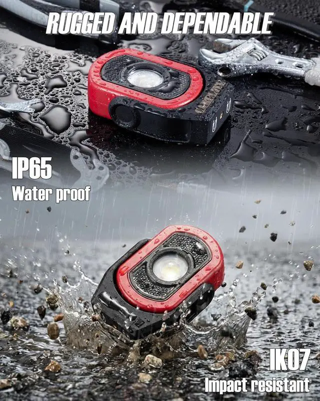 Alt view image 6 of 7 - Magnetic Work Light 780 Lumen Compact Pocket Light, Rechargeable 3000mAh, 360° Pivot, Durable & Portable for Mechanics & Jobsites (Red, Green & Blue, 3-Pack)