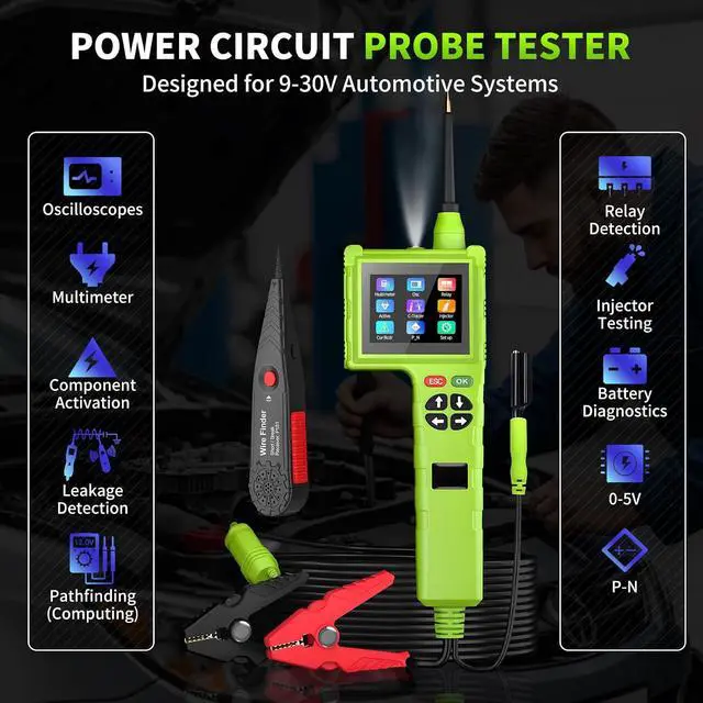 Alt view image 2 of 7 - P200 Pro Power Circuit Probe Kit, 2026 9V-48V Automotive Circuit Tester with Multimeter Oscilloscope Fuel Injector Tester, Car Electrical System Diagnostic Tool Component Activation