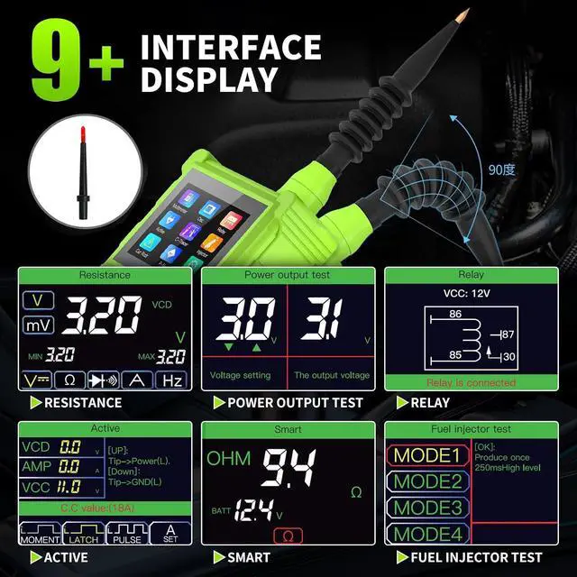 Alt view image 4 of 7 - P200 Pro Power Circuit Probe Kit, 2026 9V-48V Automotive Circuit Tester with Multimeter Oscilloscope Fuel Injector Tester, Car Electrical System Diagnostic Tool Component Activation