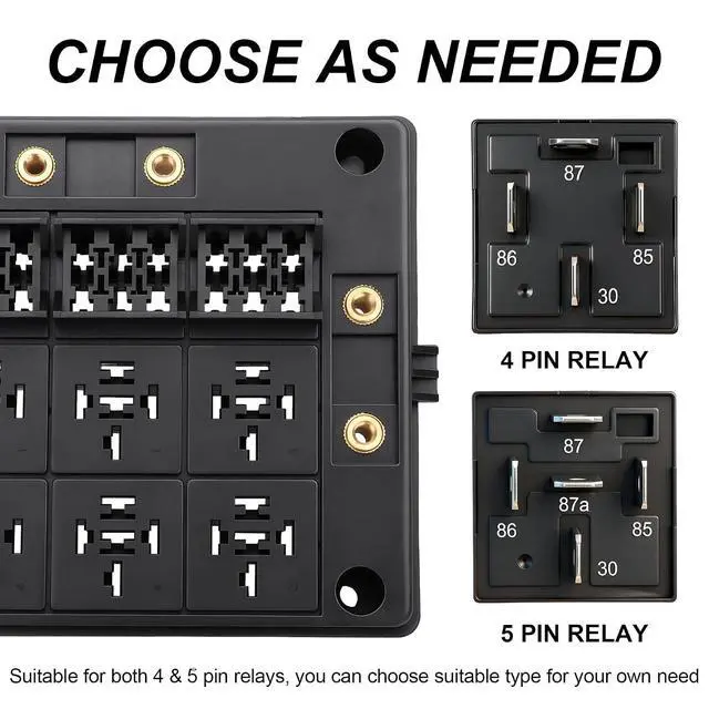 Alt view image 2 of 5 - 12V 24 Way Fuse Relay Box, 16 Slots Relays Holder 24 Slots ATC/ATO Fuses Holder, 4Pin 5Pin Universal Fuse and Relay Box Block, for Cars Truck Jeep ATVs RVs Pickups
