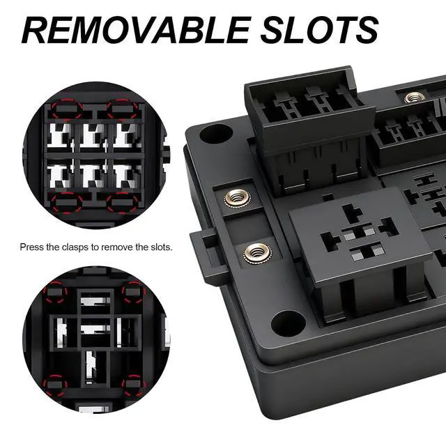 Alt view image 4 of 5 - 12V 24 Way Fuse Relay Box, 16 Slots Relays Holder 24 Slots ATC/ATO Fuses Holder, 4Pin 5Pin Universal Fuse and Relay Box Block, for Cars Truck Jeep ATVs RVs Pickups
