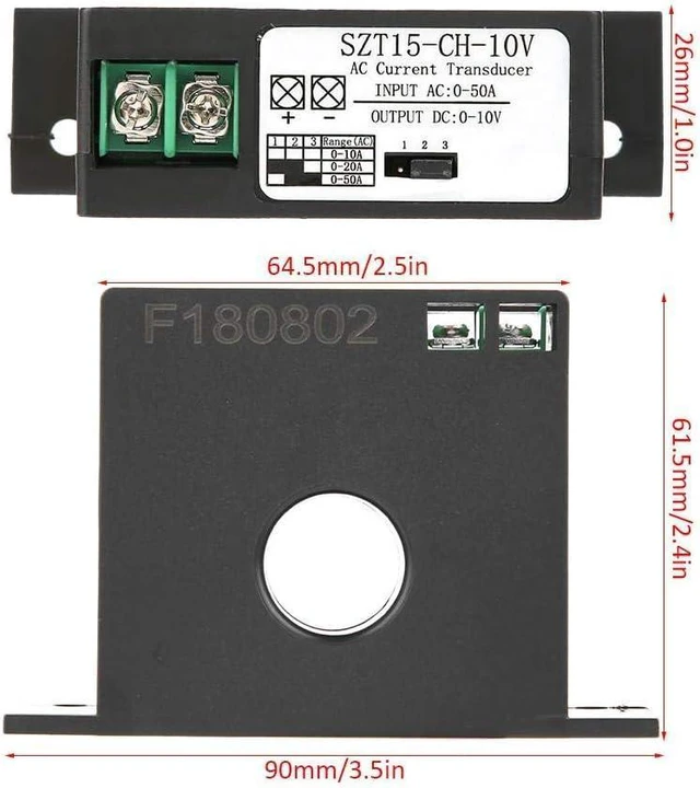 Alt view image 2 of 7 - AC Current Transducer Transmitter AC 0-50A to DC 0-10V SZT15-10V Self-Powered Current Mutual Inductor