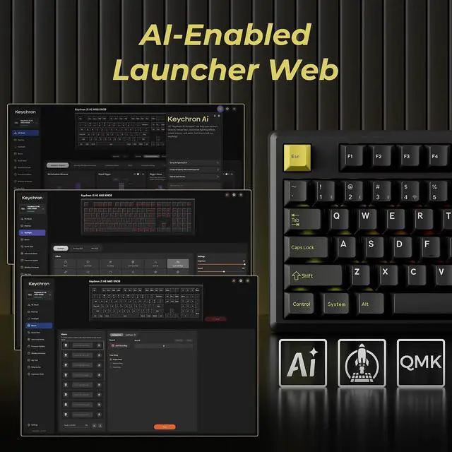 Alt view image 6 of 7 - J5 HE Wireless Hall Effect Gaming Keyboard, 107-Key Full Size | Magnetic Switch, Rapid Trigger, RGB Backlight, Knob, QMK Launcher, 2.4GHz/Bluetooth 5.2/USB-C, for Mac Windows Linux
