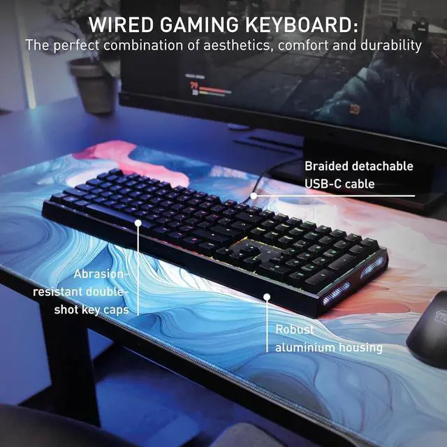 Alt view image 2 of 6 - MX 3.1, Wired Mechanical Gaming Keyboard, Durable Aluminum Housing, RGB Lighting, Integrated Damping Mechanisms, USB-A, MX2A Silent RED Switches, Black