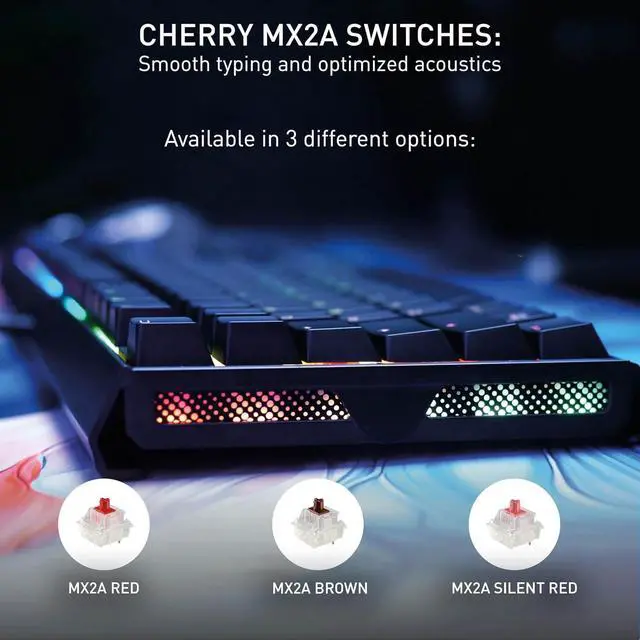 Alt view image 3 of 6 - MX 3.1, Wired Mechanical Gaming Keyboard, Durable Aluminum Housing, RGB Lighting, Integrated Damping Mechanisms, USB-A, MX2A Silent RED Switches, Black