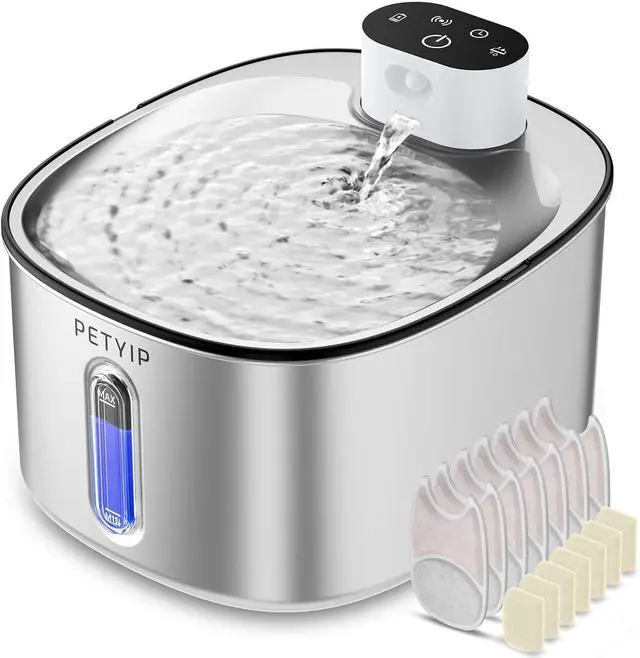 Main image of Wireless Cat Water Fountain Stainless Steel,135fl-oz/4L Battery Operated Automatic Pet Water Dispenser,Cordless Small Dog Water Fountain,Water Fountains for Cats Indoor,Ultra Quiet