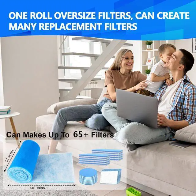 Alt view image 3 of 6 - MERV 8 Air Vent Filters, 14×140 In Cut to Fit, Makes 65+ Filter | Triple Electrostatic Media, For Floor Ceiling RV HVAC Furnace Vents, No Airflow RestrictiveIncludes, Adhesive Hook Tape