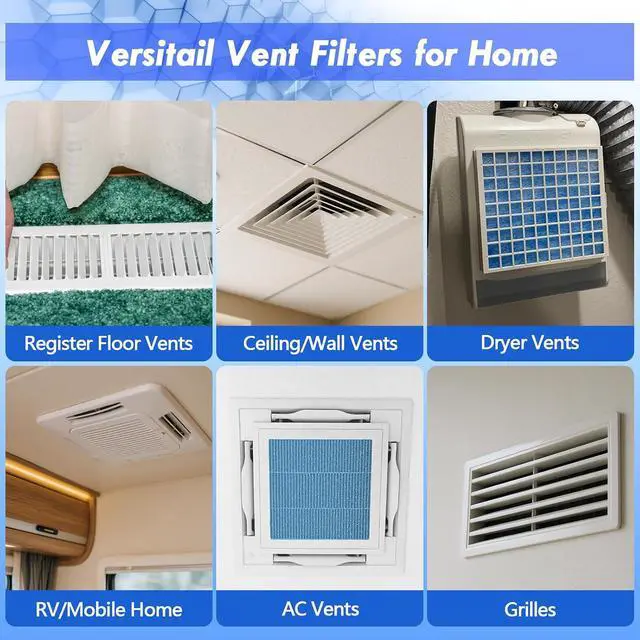 Alt view image 6 of 7 - Air Vent Filter Kit - 12" x 140" Cut to Fit Air Filter Materials MERV 8 Electrostatic Media Roll for Home Floor, Ceiling, AC, HVAC, RVC Furnace Vents, With 48PCs Adhesive Hook Tape