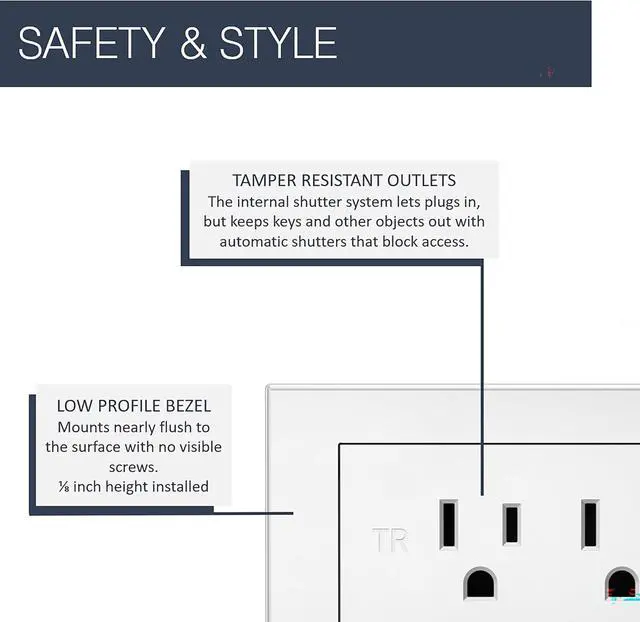 Alt view image 2 of 7 - Legrand radiant Recessed Furniture Power Strip 2 Outlet White 6 Ft Cord | Commercial Rated, Utlra Durable, Child Safe Tamper Resistant, Easy Installation, Screwless Bezel, Low Profile