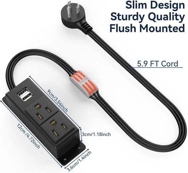 Alt view image 3 of 7 - 2Pack Electrical Power Outlet Kit, Hidden Outlet Cabinet Accessories with USB, Mountable for Interior Dehumidifiers and Lights (Black, UL Listed)