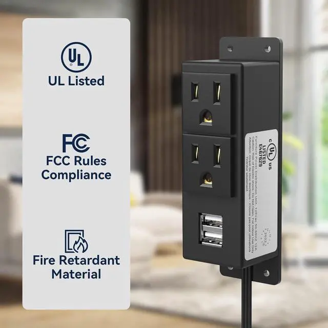 Alt view image 5 of 7 - 2Pack Electrical Power Outlet Kit, Hidden Outlet Cabinet Accessories with USB, Mountable for Interior Dehumidifiers and Lights (Black, UL Listed)
