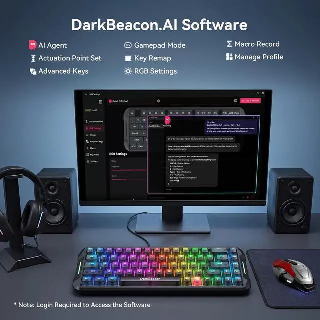 Alt view image 6 of 7 - Flux 68 HE Mechanical Gaming Keyboard Rapid Trigger with Adjustable Actuation 0.01-3.5 mm, Hall Effect Magnetic Switch, 8000Hz Polling, RGB Backlit, 65% Wired Keyboard for PC Laptop Gamer