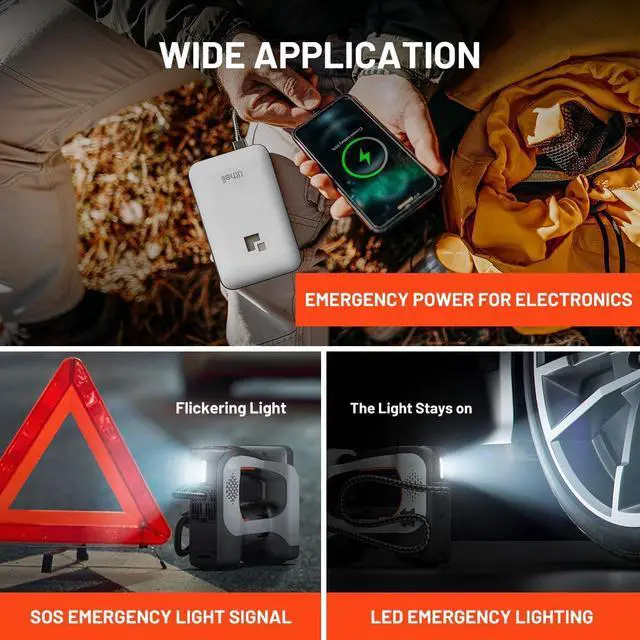 Alt view image 5 of 7 - Litheli Cordless Air Compressor, 20V Portable Air Compressor, Cordless Tire Pump for Car, Bike, Sport Ball, Battery Tire Inflator, 3 Nozzle Adapters, 150 PSI, with 2.0 Ah U-Battery