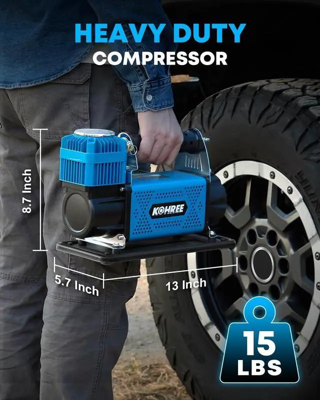 Alt view image 5 of 7 - 12V Air Compressor, 7.06 CFM Fast Tire Inflator, Heavy Duty Tire Pump with Max 150 PSI for Offroad Truck, RV, 4x4 Vehicles | Tire Pump with Max 150 PSI for Offroad Truck, RV, 4x4 Vehicles