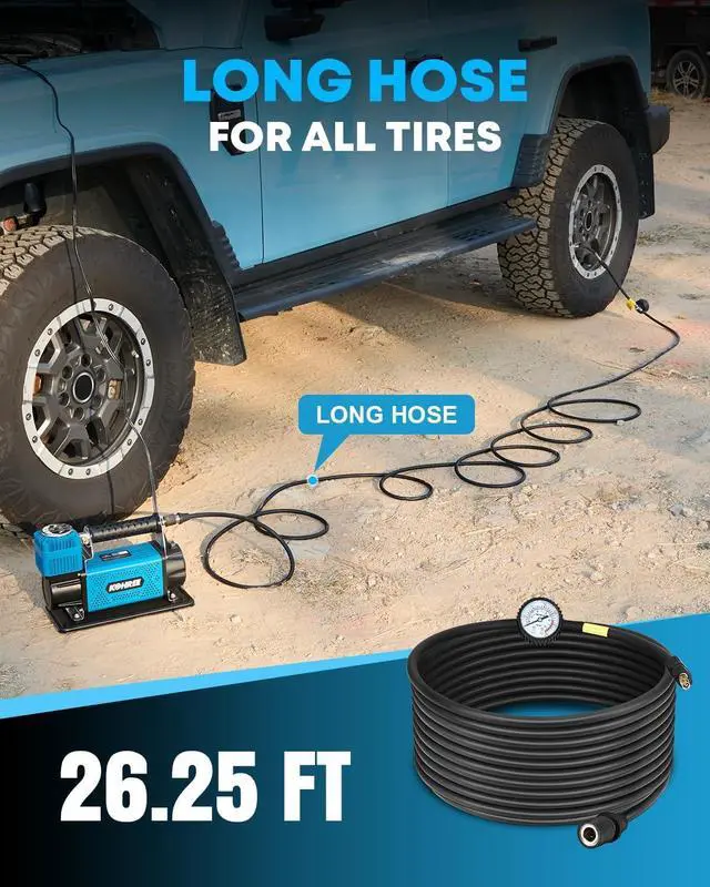 Alt view image 7 of 7 - 12V Air Compressor, 7.06 CFM Fast Tire Inflator, Heavy Duty Tire Pump with Max 150 PSI for Offroad Truck, RV, 4x4 Vehicles | Tire Pump with Max 150 PSI for Offroad Truck, RV, 4x4 Vehicles