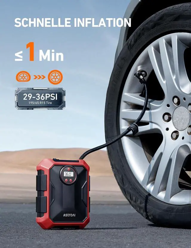 Alt view image 2 of 7 - Portable Air Compressor and Tire Inflator - 12V DC Auto Accessory with LED Light and Digital Display - 100PSI for Car, Bicycle and Other Tires (Pack of 2)