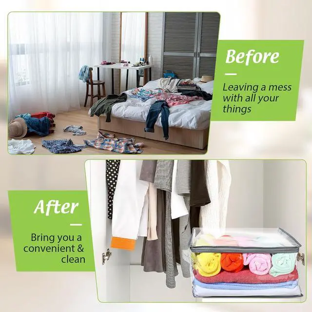 Alt view image 6 of 7 - 16 Pack Clear Storage Bags with Zipper and Handle for Clothes Heavy Duty Plastic Blanket Clothes Moving Bags Cloth Bins for Blanket Comforter Clothing Toys (Grey Edge)