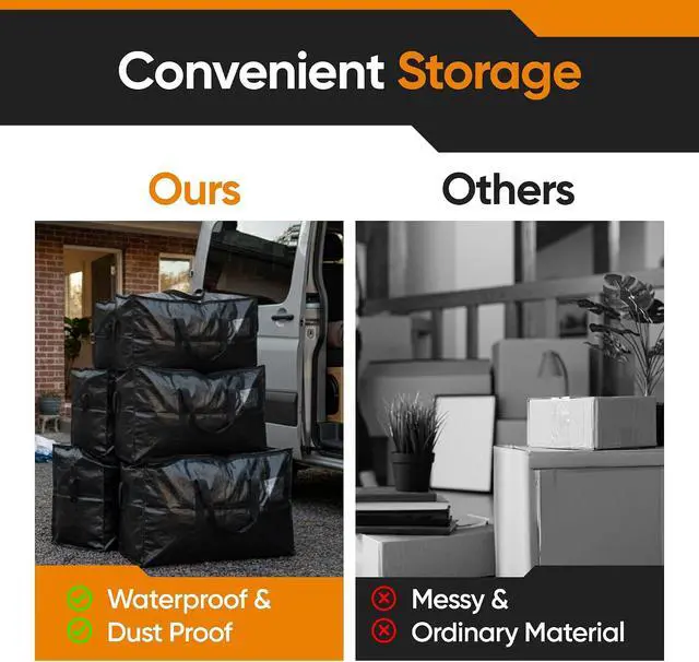 Alt view image 7 of 7 - 10 Pack Large Moving Bags, 30-Gal Heavy-Duty Storage Totes | Dual Zippers, Water-Resistant Reusable Bags for Clothes, Bedding, Books, 66 lb Capacity