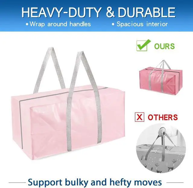 Alt view image 2 of 7 - Heavy Duty Extra Large Moving Bags with Extra Long Handles -Includes Backpack Straps - Easy Storage For Space Saving (Mixed Color-6 Bag)