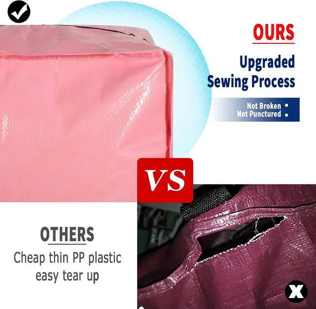 Alt view image 4 of 7 - Heavy Duty Extra Large Moving Bags with Extra Long Handles -Includes Backpack Straps - Easy Storage For Space Saving (Mixed Color-6 Bag)