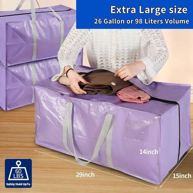 Alt view image 6 of 7 - Heavy Duty Extra Large Moving Bags with Extra Long Handles -Includes Backpack Straps - Easy Storage For Space Saving (Mixed Color-6 Bag)