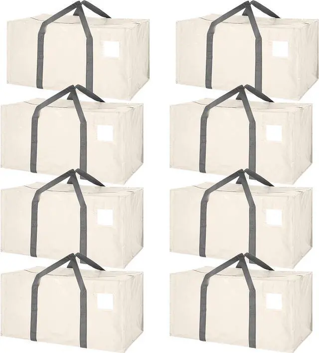 Main image of 8 Pack Extra Large Moving Bags 65LBs Heavy Duty Packing Bags with Extra Long Handles and Zippers Storage Totes for College Students Room Dorm Essentials Packing Supplies(Beige)