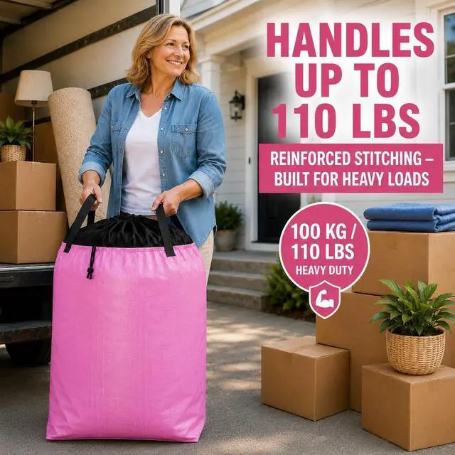 Alt view image 4 of 7 - Moving Bags Heavy Duty Extra Large, 66 Gallon XL College Moving Bags with Handles, Waterproof Storage Totes Packing Supplies for Home Dorm, Set of 4