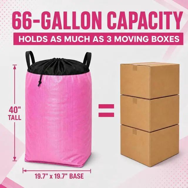 Alt view image 7 of 7 - Moving Bags Heavy Duty Extra Large, 66 Gallon XL College Moving Bags with Handles, Waterproof Storage Totes Packing Supplies for Home Dorm, Set of 4