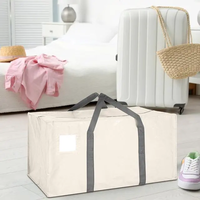 Alt view image 6 of 6 - 8 Pack Extra Large Moving Bags 65LBs Heavy Duty Packing Bags with Extra Long Handles and Zippers Storage Totes for College Students Room Dorm Essentials Packing Supplies(Beige)