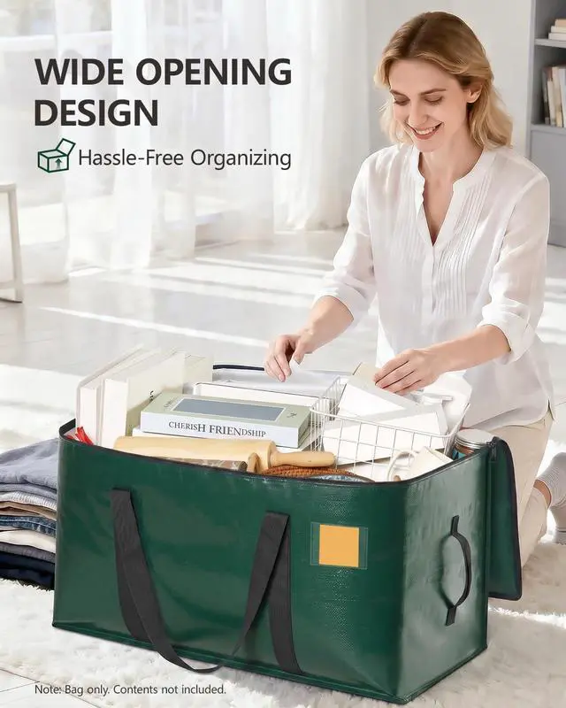 Alt view image 3 of 7 - Heavy Duty Moving Bags Extra Large, Premium Storage Bags with Durable Zippers, Reinforced Handles, Moving Supplies for Clothes, Bedding, College Dorm Essentials, 8 Pack Green
