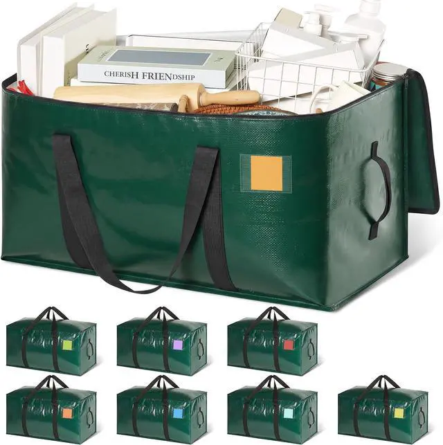 Main image of Heavy Duty Moving Bags Extra Large, Premium Storage Bags with Durable Zippers, Reinforced Handles, Moving Supplies for Clothes, Bedding, College Dorm Essentials, 8 Pack Green