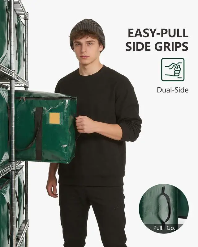 Alt view image 5 of 7 - Heavy Duty Moving Bags Extra Large, Premium Storage Bags with Durable Zippers, Reinforced Handles, Moving Supplies for Clothes, Bedding, College Dorm Essentials, 8 Pack Green