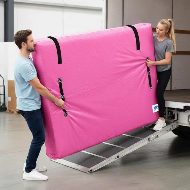 Main image of Full Size,Mattress Bag for Moving,10 Mil Thick PE,Heavy Duty,Adhesive Strap | Mattress Moving Storage Bags for 15 Years,Reusable Protector Covers,8 Handles,Large Zipper, Waterproof,Dust Proof,Pink
