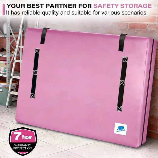 Alt view image 7 of 7 - Full Size,Mattress Bag for Moving,10 Mil Thick PE,Heavy Duty,Adhesive Strap | Mattress Moving Storage Bags for 15 Years,Reusable Protector Covers,8 Handles,Large Zipper, Waterproof,Dust Proof,Pink