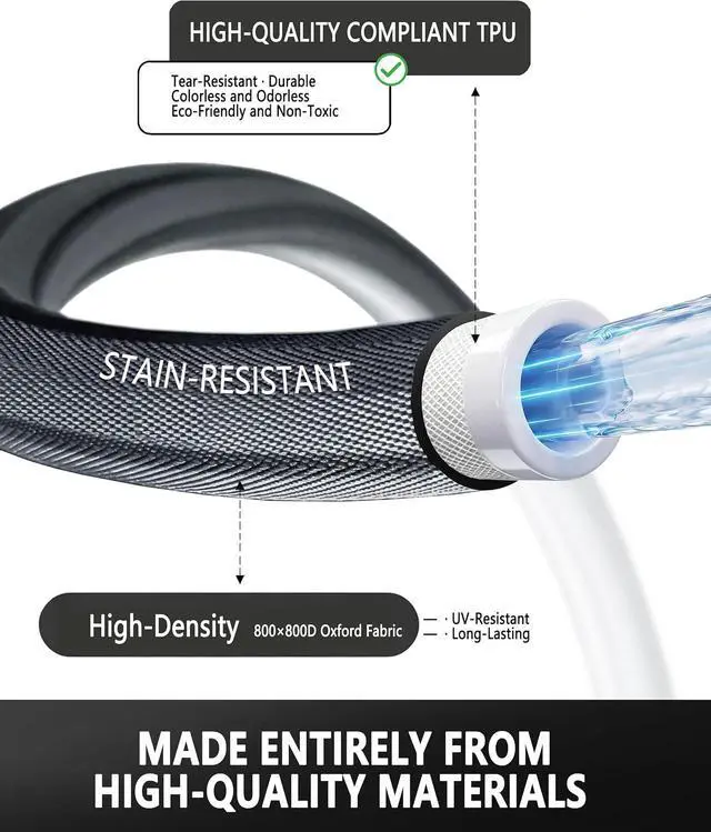 Alt view image 5 of 7 - Flexible 50FT Garden Hose, Non-Expanding Lightweight Water Hose | 60% Lighter & Kink-Free, Burst-Resistant Up To 700PSI, All-weather Durable, BPA-free,Leak-proof, Safe For Family & Pets
