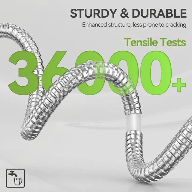Alt view image 3 of 7 - Expandable Metal Garden Water Hose 50 FT with Adjustable Nozzle | 1.5X Expandable, 304 Stainless Steel Heavy Duty, Flexible, Kink Free, Leak-Proof, Lightweight, for Reel Outdoor Yard Car Wash