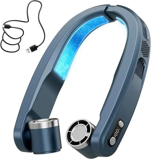 Main image of Wearable Neck Cooler, 270° Independent Adjustable Neck Air Conditioner Fan,2 Latest Cooler Plates,Quiet,Lightweight Neck Fans, 6000mAh Rechargeable Fan (Blue)