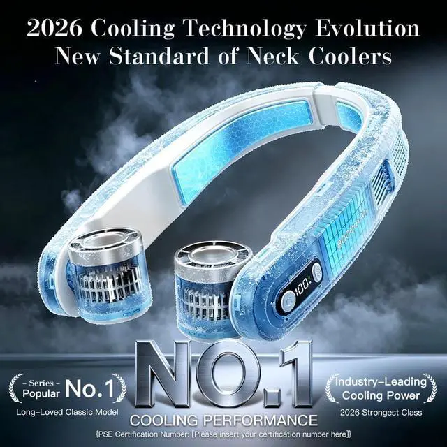 Alt view image 2 of 7 - Wearable Neck Cooler, 270° Independent Adjustable Neck Air Conditioner Fan,2 Latest Cooler Plates,Quiet,Lightweight Neck Fans, 6000mAh Rechargeable Fan (Blue)