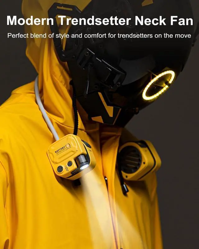Alt view image 4 of 7 - Neck Fan with LED Light, Pocket Sized Personalized Fan with 3 Speeds, 7hrs Battery Life, USB-C Rechargeable, Portable Personal Cooling Device, Wearable Fan for Beach, Travel, Outdoor Adventure