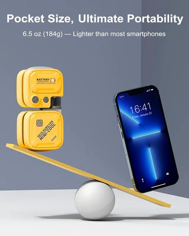 Alt view image 5 of 7 - Neck Fan with LED Light, Pocket Sized Personalized Fan with 3 Speeds, 7hrs Battery Life, USB-C Rechargeable, Portable Personal Cooling Device, Wearable Fan for Beach, Travel, Outdoor Adventure