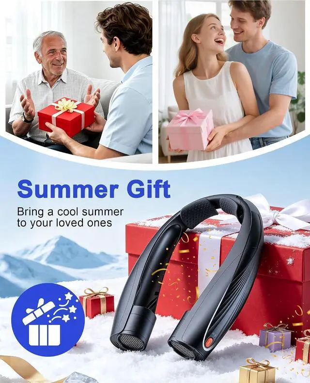 Alt view image 6 of 7 - Portable Neck Fan, Max 20H, Rechargeable Personal Fan with 6000mAh Battery, 360° Cooling, 6 Speeds Hands-Free Wearable Fan, Gifts for Men, Women, Travel, World Cup, Outdoor