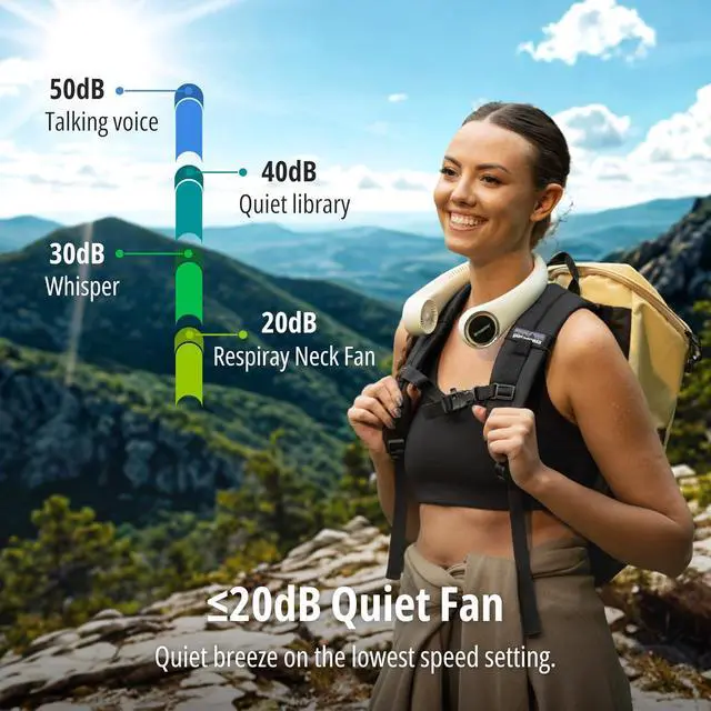 Alt view image 2 of 7 - Portable Neck Fan Hands Free Quiet 20dB Cooling Neck Fan, 17-Hour 4000mAh Battery, 3 Speeds, Wearable Fan for Neck Fans that Blow Cold Air, Personal Fans Portable Rechargeable (White)