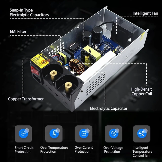Alt view image 6 of 7 - 110V-120V AC to 12V DC Converter 100A 1200W Power Supply