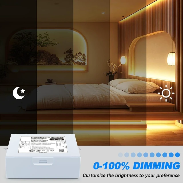 Alt view image 2 of 7 - 60W 12V Dimmable LED Driver with Removable Junction Box UL Listed Triac/ELV/MLV Transformer for LED & Halogen Lighting, Lutron & Leviton Dimmer Compatible, Indoor/Outdoor Use