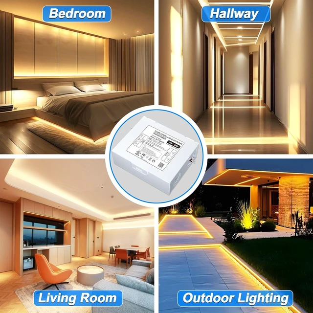 Alt view image 5 of 7 - 60W 12V Dimmable LED Driver with Removable Junction Box UL Listed Triac/ELV/MLV Transformer for LED & Halogen Lighting, Lutron & Leviton Dimmer Compatible, Indoor/Outdoor Use