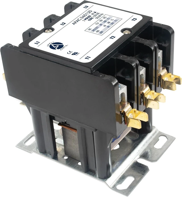 Main image of APAC-360120 Heavy Duty 3-Pole 60A Contactor with 120V Coil, Replacement for AC Compressors & Electrical Applications, UL Certified E476929 (Appli Parts)
