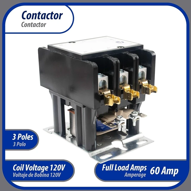 Alt view image 2 of 7 - APAC-360120 Heavy Duty 3-Pole 60A Contactor with 120V Coil, Replacement for AC Compressors & Electrical Applications, UL Certified E476929 (Appli Parts)